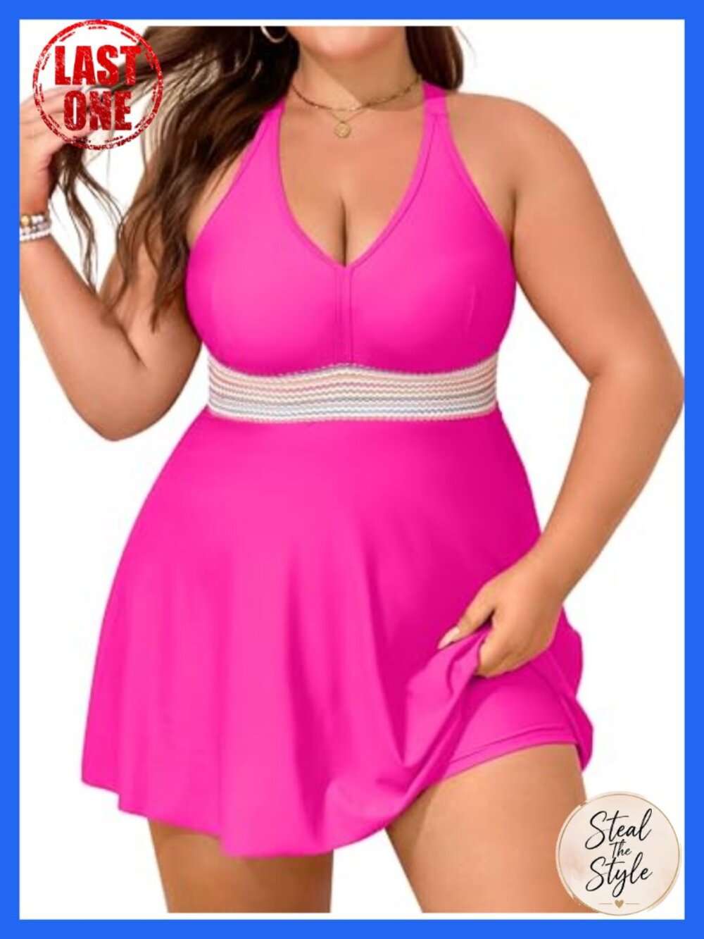 Women's Plus Size Tankini 2 Piece Swimdress with Shorts Adjustable Straps